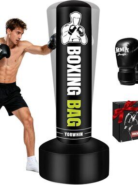 Heavy Freestanding Punching Bag for Adults, 70'' Standing Punching Bag Heavy Bag